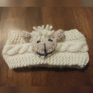 Cozy Cream Knit Lamb Headband for Kids